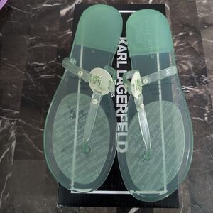 Karl Lagerfeld Translucent Green Slide Sandals